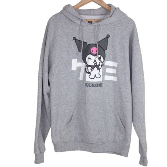 Kuromi Wink Hoodie Gray Fleece Sweatshirt Adult Large - Picture 1 of 5